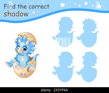 Dinosaur matching shadow game template illustration Stock Vector Image ...