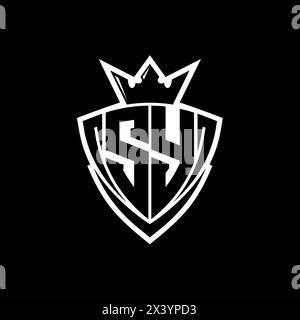SY Bold letter logo with sharp triangle shield shape with crown inside ...