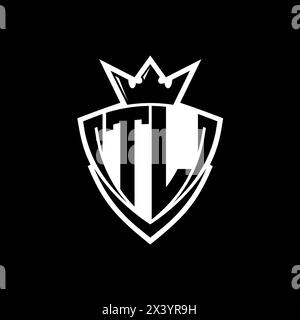 TL Bold letter logo with sharp triangle shield shape with crown inside ...
