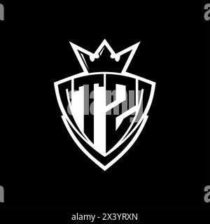 TZ Letter logo with abstract shield shape with square black outline on ...