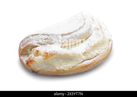 Cottage cheese cookies sochnik with powdered sugar on a white isolated background. with clipping path Stock Photo