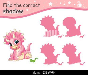 Dinosaur shadow matching game illustration Stock Vector Image & Art - Alamy
