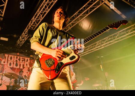 Milano, Italy. 27th Mar, 2024. Kris Guštin of Slovenian indie rock band Joker Out performs live at Circolo Magnolia in Milano, Italy, on March 27 2024 Credit: NurPhoto SRL/Alamy Live News Stock Photo