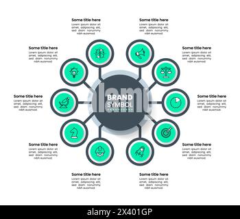 Infographic template with icons and 10 options or steps. Circle. Can be used for workflow layout, diagram, banner, webdesign. Vector illustration Stock Vector