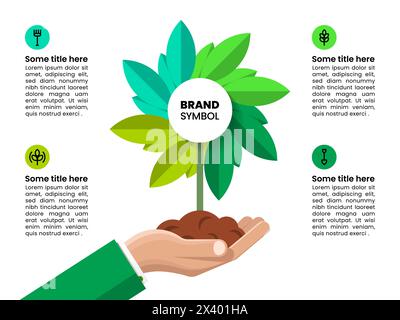 Infographic template with icons and 4 options or steps. Plant. Can be used for workflow layout, diagram, banner, webdesign. Vector illustration Stock Vector