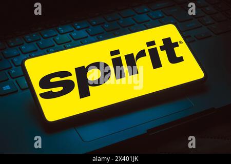 Brazil. 29th Apr, 2024. In this photo illustration, the Spirit Airlines logo is displayed on a smartphone screen. Credit: SOPA Images Limited/Alamy Live News Stock Photo