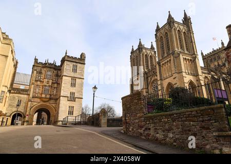 Bristol, England- March 29, 2024: The Abbot's Gatehouse next to the Bristol Cathedral Stock Photo