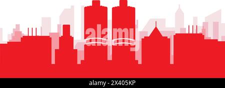 Red panoramic city skyline poster of CHICAGO, UNITED STATES Stock Vector
