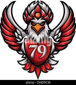 79th Happy Indonesia Independence Day with eagle or garuda mascot logo vector design Stock Vector
