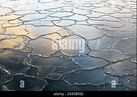 thin ice on the surface of the Baltic Sea in December Stock Photo