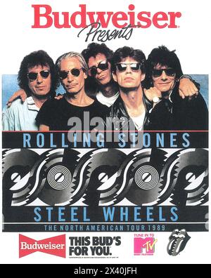 1989 Rolling Stones Budweiser Ad - Steel Wheels album Stock Photo