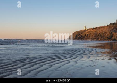 North Head Lighthouse as seen from the beach at Cape Disappointment State Park near the mouth of the Columbia River, Washington State, USA Stock Photo