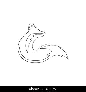 One single line drawing of cute fox company logo identity. City zoo icon concept. Dynamic continuous line draw design vector graphic illustration Stock Vector