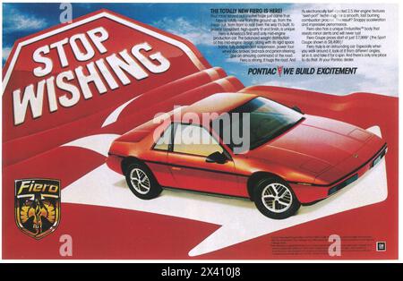1984 Pontiac Fiero Sports Coupe Ad - Stop Wishing Stock Photo