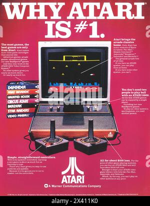 1982 Atari 2600 Video Computer Game System Ad Stock Photo