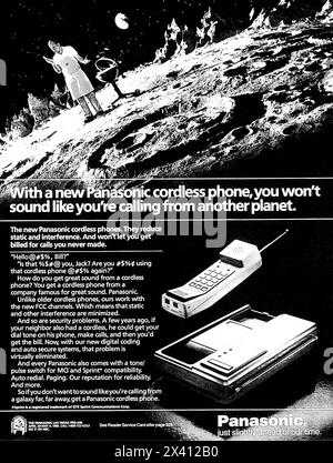 1985 Panasonic Cordless Phone Ad Stock Photo