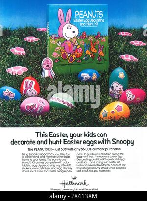 1988 Hallmark ad - Peanuts Easter Egg Decorating and Hunt Kit - "...your kids can decorate and hunt Easter eggs with Snoopy" Stock Photo