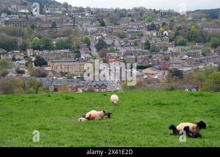 View of the town of Matlock from the surrounding countryside, Peak District, Derby England UK Stock Photo