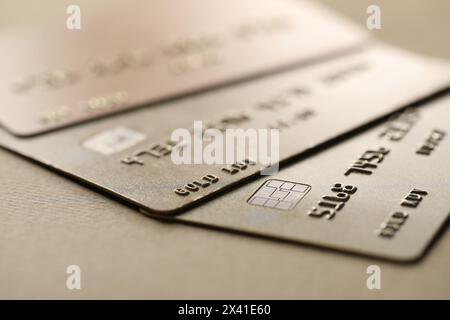 Different credit cards on table, closeup view. Space for text Stock ...