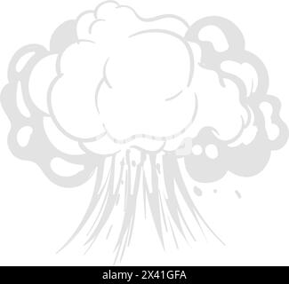 Cartoon explosion effect. Grey cloud of smoke isolated on white background. hand drawn atomic weapon explode, comic style, dynamite detonator, design Stock Vector