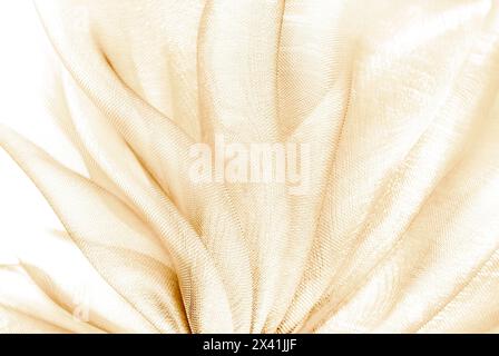 closeup of the wavy creamy peach color  organza fabric Stock Photo