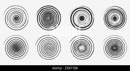 Grunge spirals. Set of spiral and swirl motion elements Stock Vector
