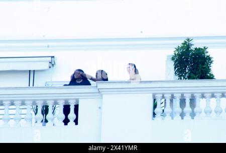 April 29, 2024, Rio De Janeiro, Rio De Janeiro, Brasil: Rio de Janeiro (RJ), 04/29/2024 - MADONNA/COPACABANA PALACE/RJ - Children of singer Madonna are seen on the balcony of the Hotel Copacabana Palace, in Rio and Janeiro where the singer will perform for free in the areas of Copacabana, this Monday April 29, 2024. (Foto: Onofre Veras/Thenews2/Zumapress) (Credit Image: © Picasa/TheNEWS2 via ZUMA Press Wire) EDITORIAL USAGE ONLY! Not for Commercial USAGE! Stock Photo