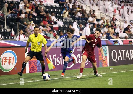 Doha, Qatar. 25th Apr, 2024. Rihito Yamamoto (JPN) Football/Soccer : AFC U23 Asian Cup Qatar 2024 Quarter-final match between Qatar - Japan at Jassim Bin Hamad Stadium in Doha, Qatar . Credit: Kenichi Arai/AFLO/Alamy Live News Stock Photo