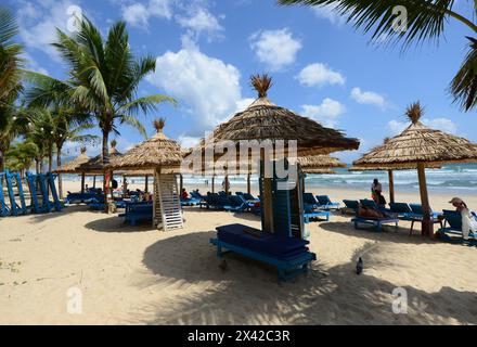 The beautiful long white sand beach in Da Nang, Vietnam. Stock Photo