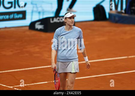 Madrid, Spain. 29th Apr, 2024. Elena Rybakina (KAZ) Tennis : Elena Rybakina during singles round of 16 match against Sara Bejlek on the WTA 1000 tournaments Mutua Madrid Open tennis tournament at the Caja Magica in Madrid, Spain . Credit: Mutsu Kawamori/AFLO/Alamy Live News Stock Photo