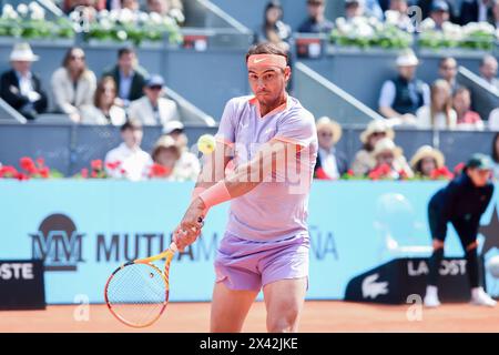 Madrid, Spain. 29th Apr, 2024. Rafael Nadal of Spain plays against Pedro Cachin of Argentina during the Mutua Madrid Open 2024 tournament at La Caja Magica. Final score; Rafael Nadal 2:1 Pedro Cachin. Credit: SOPA Images Limited/Alamy Live News Stock Photo