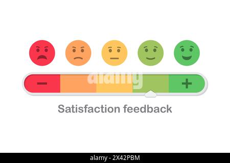 Satisfaction feedback scale with emoticon concept in a flat design Stock Vector