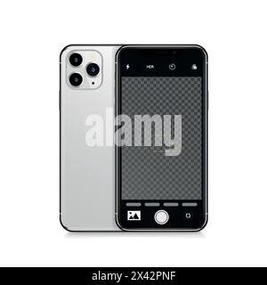 Phone camera interface vertical view. Mobile app application. Photo and video shooting. Vector illustration graphic design. Stock Vector
