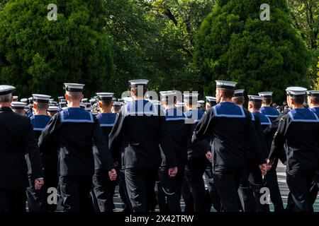 Sailors marching during the ANZAC Day parade in Melbourne, Victoria, Australia Stock Photo