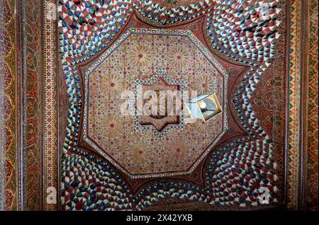 Marrakech, Morocco, 16 November, 2024, Old decor in Bahia Palace attraction place in Marakesh town, Stock Photo