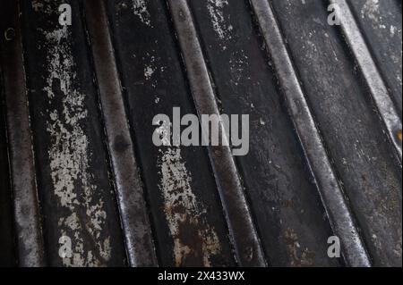 Old black corrugated metal texture surface Stock Photo