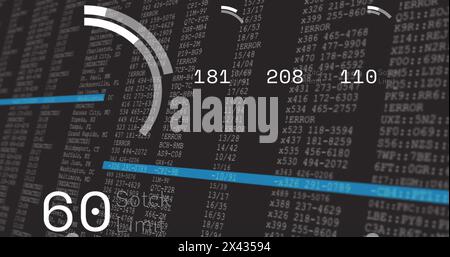 Image of financial data processing over screen Stock Photo