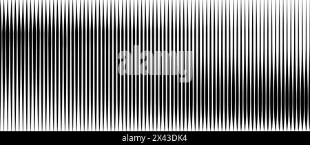 Line halftone gradient texture. Vibrating vertical gradation background. Repeated stripe pattern backdrop. Black parallel thin to thick stripe moire backdrop for overlay, print, cover. Vector Stock Vector