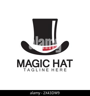 Magic hat logo, Black Magician hat icon vector template Stock Vector