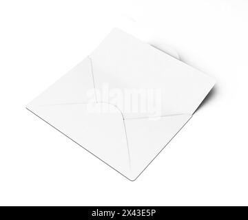 Postcard Invitation with Envelope Mockup 3D Rendering on Isolated Background Stock Photo