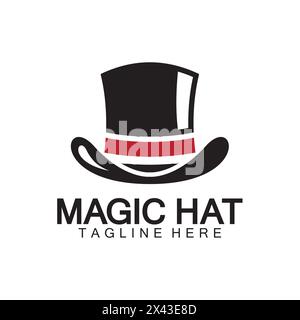 Magic hat logo, Black Magician hat icon vector template Stock Vector