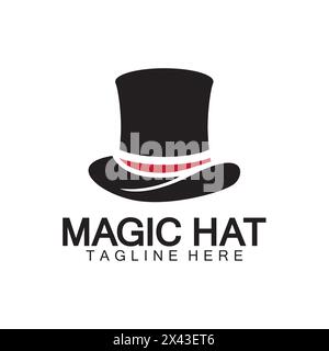 Magic hat logo, Black Magician hat icon vector template Stock Vector