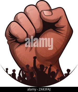 Fist hand vector illustration with Silhouette of people raising their hands vector Stock Vector