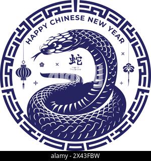 Snake Horoscope 2025, Chinese New Year Horoscope zodiac signs vector illustration Stock Vector