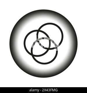 Interlocking circles on spherical gradient background. Abstract unity concept. Modern minimalistic design. Vector illustration. EPS 10. Stock Vector