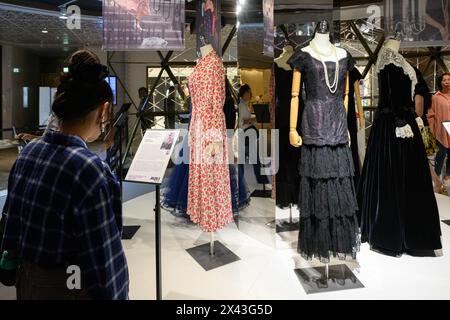 HONG KONG SAR,CHINA. APRIL 29th, 2024.  The Auctineers , Juliens, bring a display of dresses worn by Princess Diana to K11 Shopping centre Hong Kong ahead of their June 2024 auction. The exclusive pop-up previewing “Princess Diana’s Elegance & A Royal Collection” will be on display at K11 MUSEA  Golden Ball room. Photo Jayne Russell/ Alamy Live Image Stock Photo
