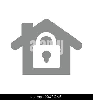 Home security service system. House and padlock, robbery protection vector icon. Stock Vector