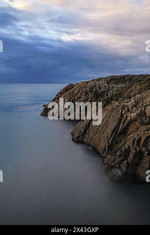 France, Brittany. Finisterre, Plouzane. Atlantic Ocean near the Petit Minou Lighthouse Stock Photo