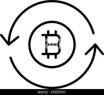 Bitcoin Exchange. Two arrows exchanging Bitcoin symbols. Trading cryptocurrencies. Pixel perfect vector icon Stock Vector