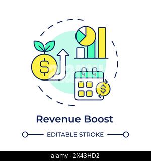 Revenue boost multi color concept icon Stock Vector
